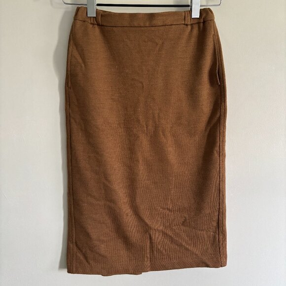 Uniqlo Brown Wool-Blend Elastic Waist Midi Skirt - Picture 1 of 6